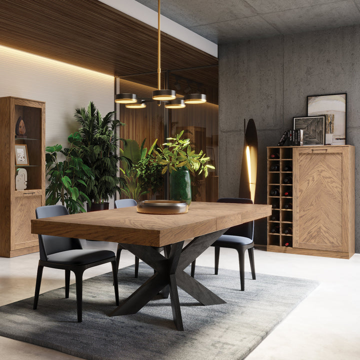 Armário bar rústico em carvalho oleado COZY 15, 100×140×50 cm | VESKOR