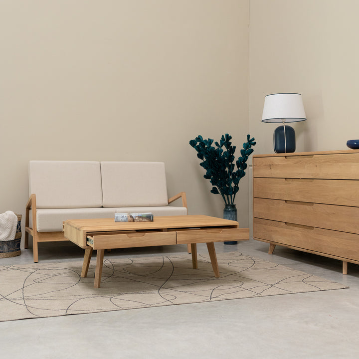 Sofá de dois lugares em madeira maciça SUÉCIA | VESKOR