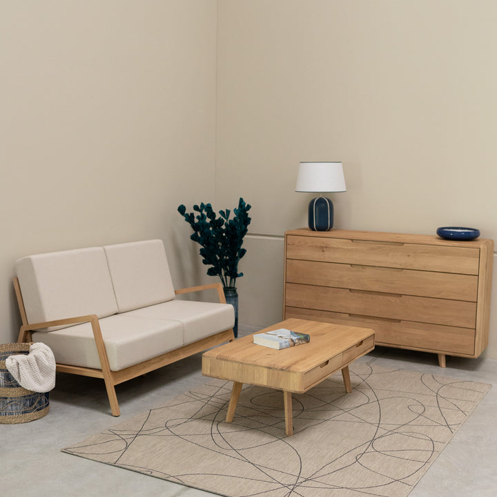 Sofá de dois lugares em madeira maciça SUÉCIA | VESKOR