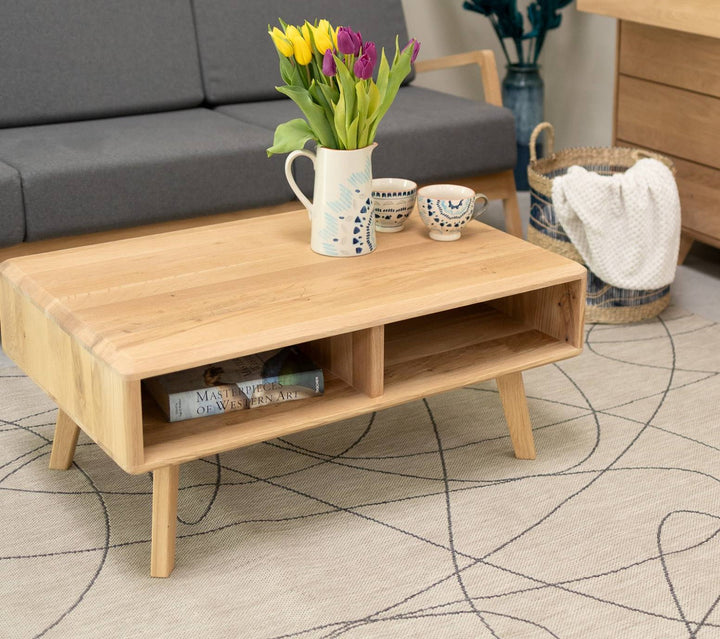 Mesa de centro em madeira maciça SUÉCIA 1, 90x60x40 cm | VESKOR