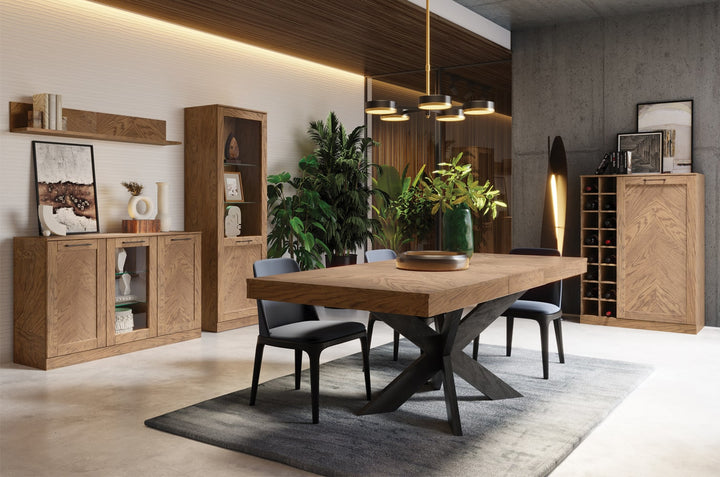 Vitrina rústica em carvalho oleado COZY 12, 95×200×42 cm | VESKOR