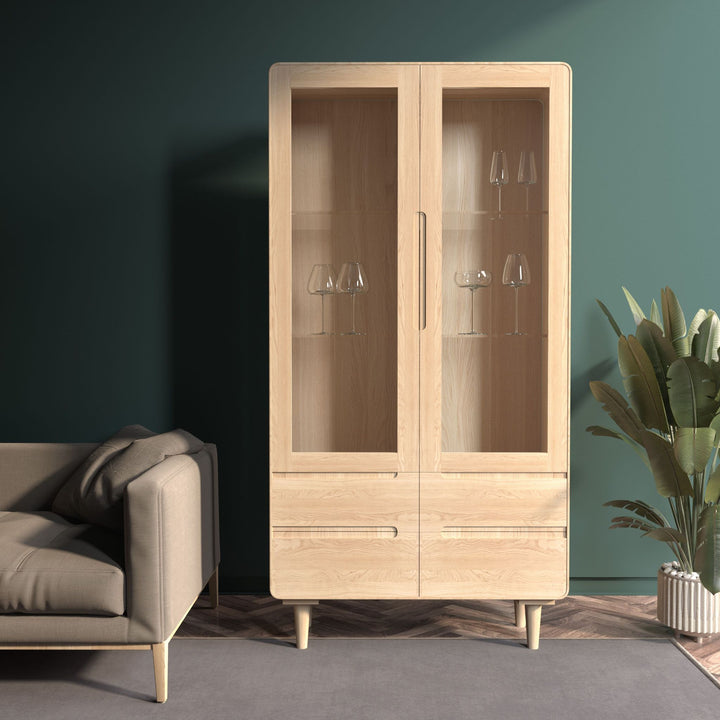 VESKOR Amandi 2 vitrina madeira de carvalho maciço mobiliário nórdico moderno