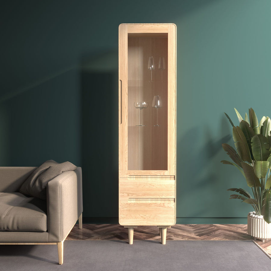VESKOR Amandi vitrina de abertura à direita em madeira de carvalho maciço Mobiliário nórdico moderno 