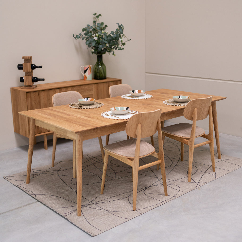 Mobel.store mesa de jantar moderna extensível em madeira maciça sustentável 
