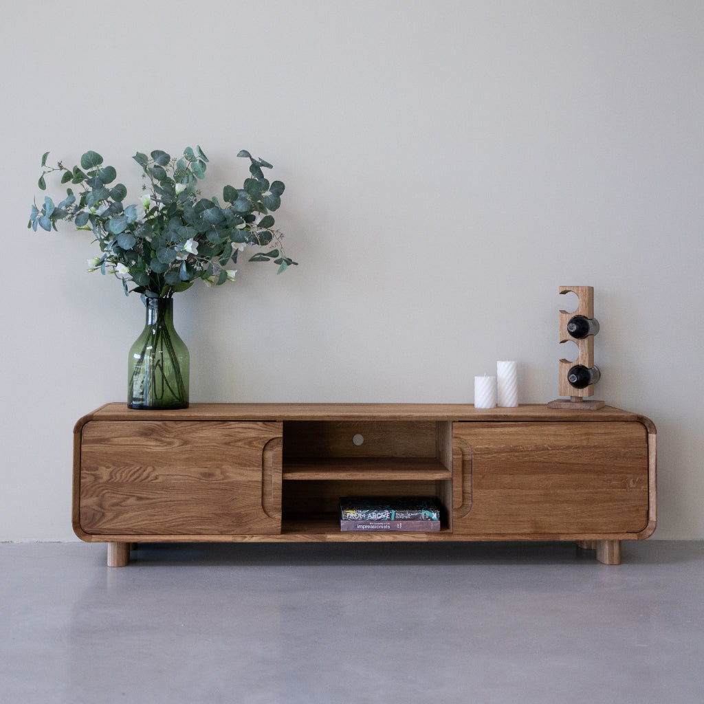 Mobel.store mesa para televisão em madeira maciça sustentável