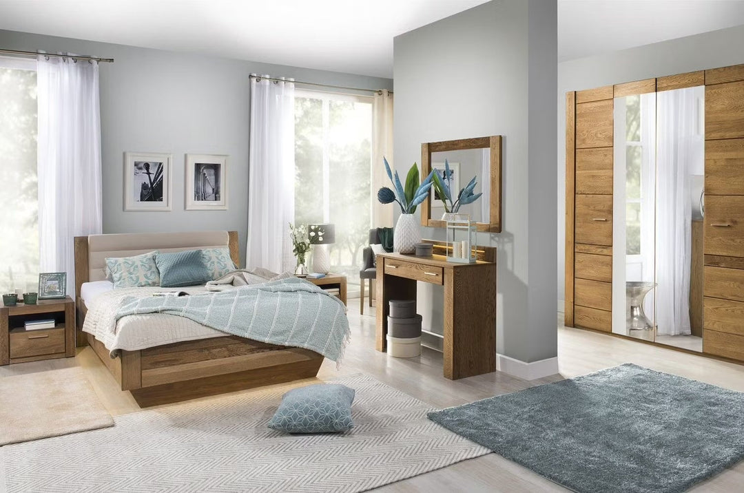 VESKOR Mobiliário em madeira de carvalho aveludado, quarto elegante, nórdico, escandinavo