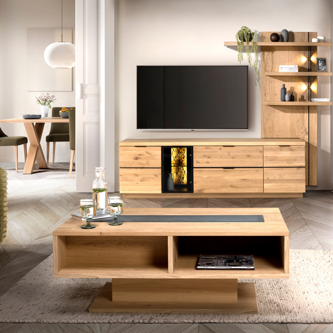 Suporte para TV em carvalho NAPOLI 31, 200×60×50 cm | VESKOR