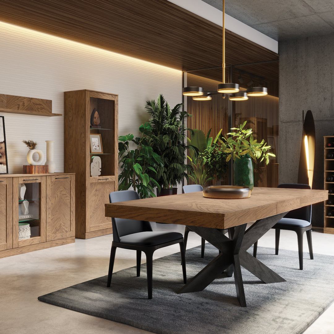 Vitrina rústica em carvalho oleado COZY 10, 65×198×42 cm | VESKOR