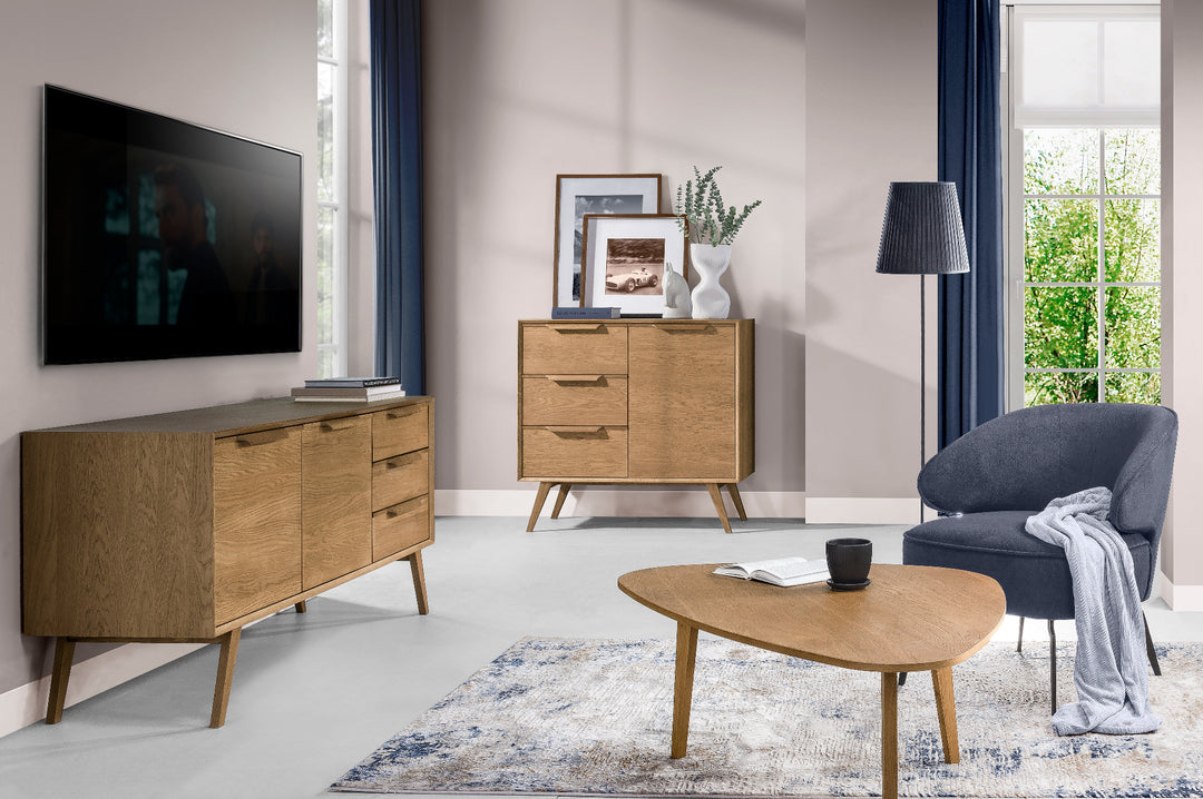 Cómoda rústica em carvalho LEO 12, 105×49,5×100,7 cm | VESKOR