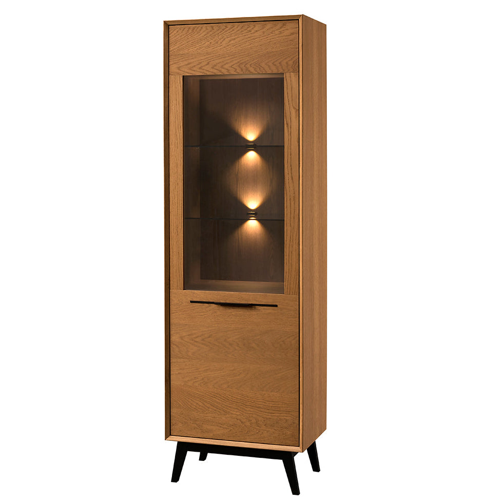 Armário expositor em carvalho mel LAZURE 10, 60×42×195 cm | VESKOR