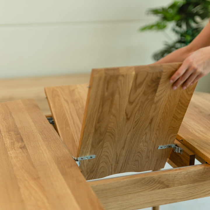 VESKOR Mesa de jantar extensível redonda Malmo em madeira de carvalho maciço Moderno nórdico