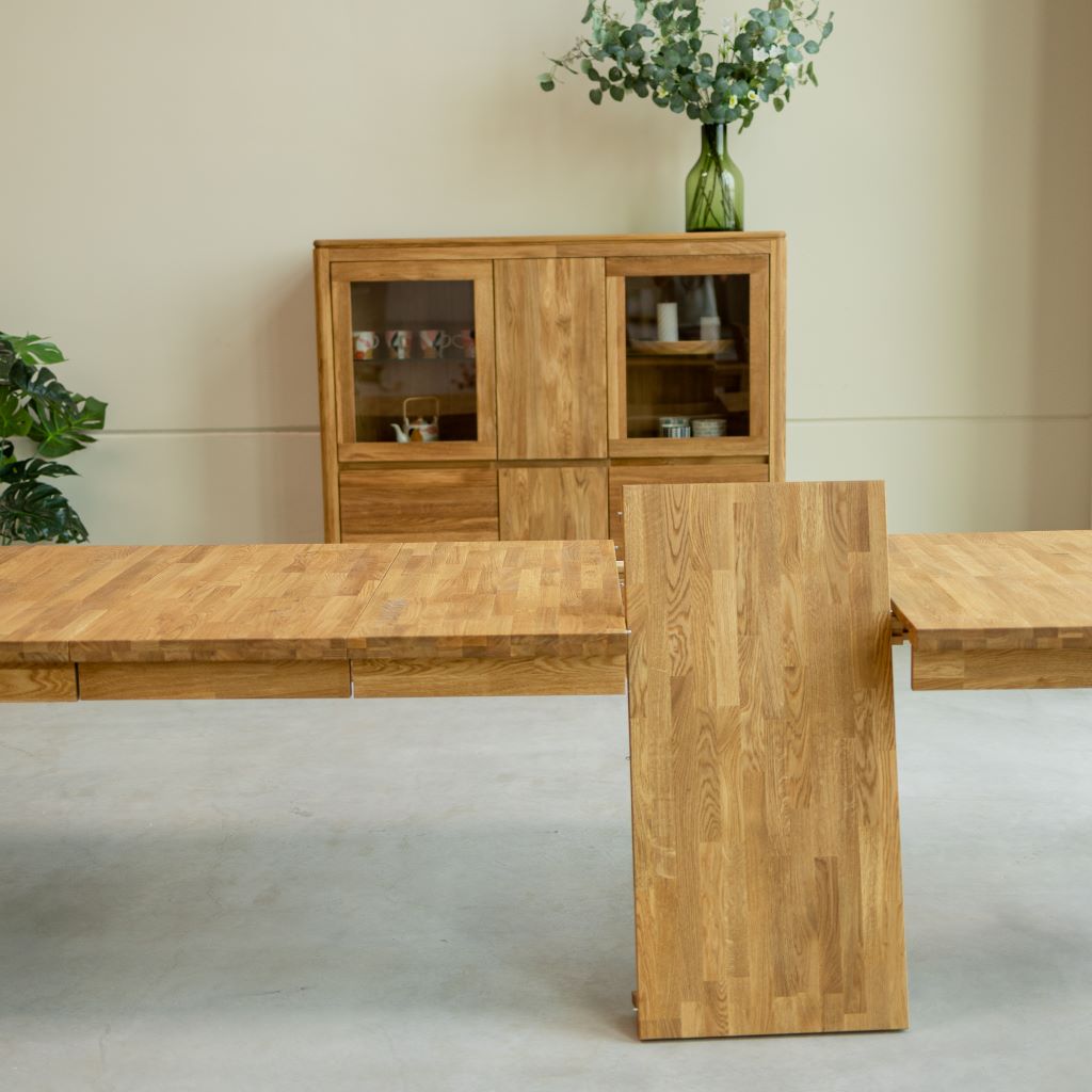 VESKOR Mesa de jantar retangular extensível Balder em madeira de carvalho maciço Mobiliário nórdico moderno