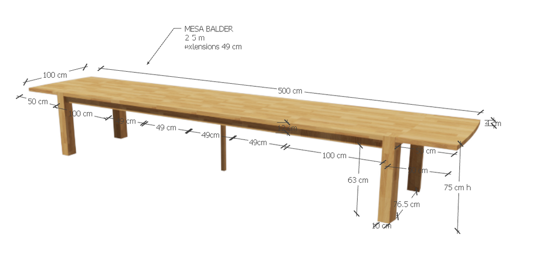 VESKOR Mesa de jantar retangular extensível Balder em madeira de carvalho maciço Mobiliário moderno nórdico Dimensões