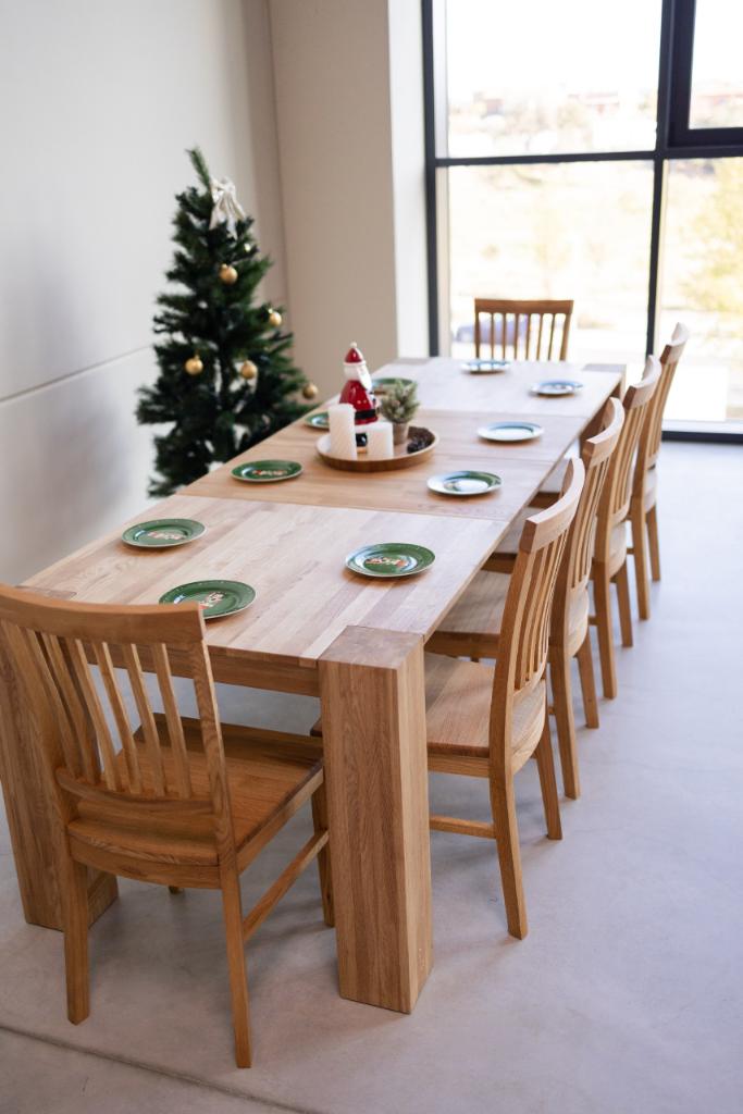Mesa de jantar extensível VESKOR Madeira de carvalho maciço de Ontário Mobiliário moderno nórdico