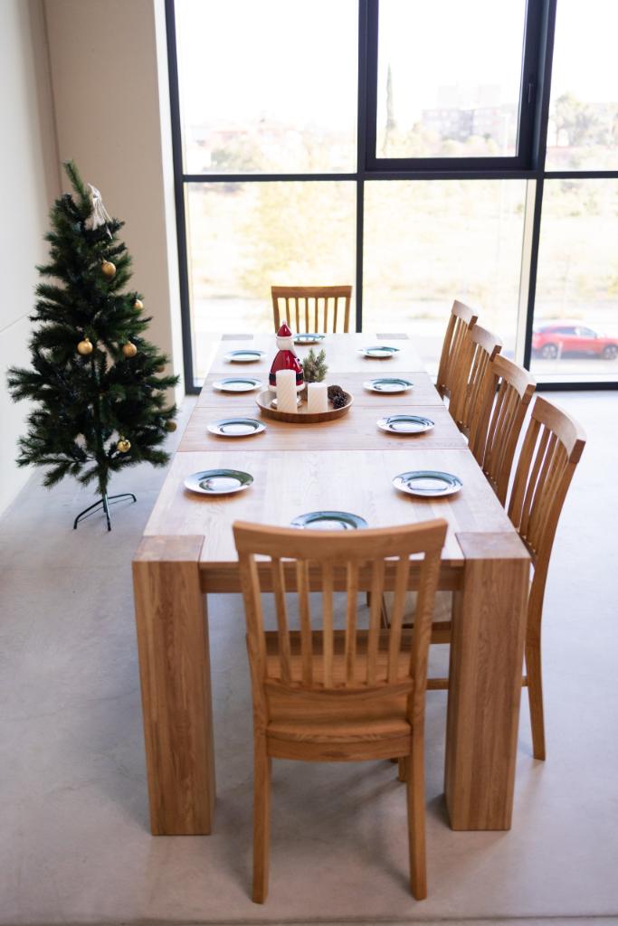 Mesa de jantar extensível VESKOR Madeira de carvalho maciço de Ontário Mobiliário moderno nórdico