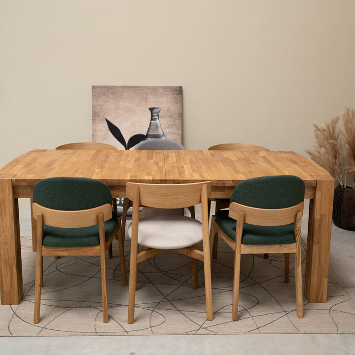 VESKOR Mesa de jantar retangular extensível Balder madeira de carvalho maciço Mobiliário nórdico moderno Mobel.Store
