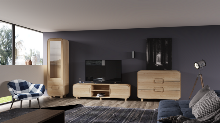 Armário para televisão VESKOR Deo em madeira de carvalho maciço Mobiliário nórdico moderno