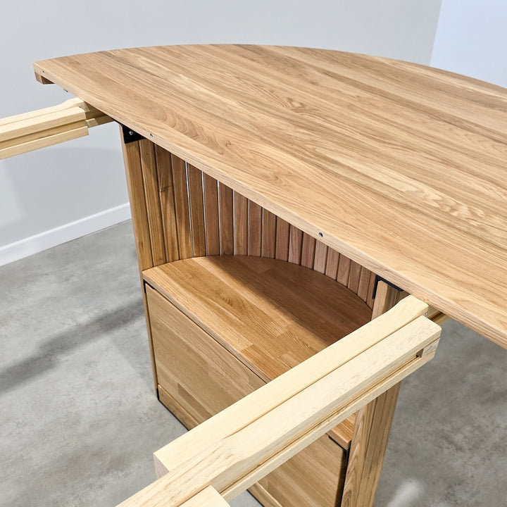 Mesa de jantar redonda extensível VESKOR em carvalho maciço ROMA 135-235 x 135 x 75 cm.