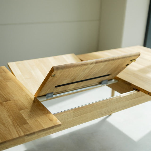  VESKOR Mesa de jantar em carvalho, mesa extensível retangular em madeira maciça MALMO