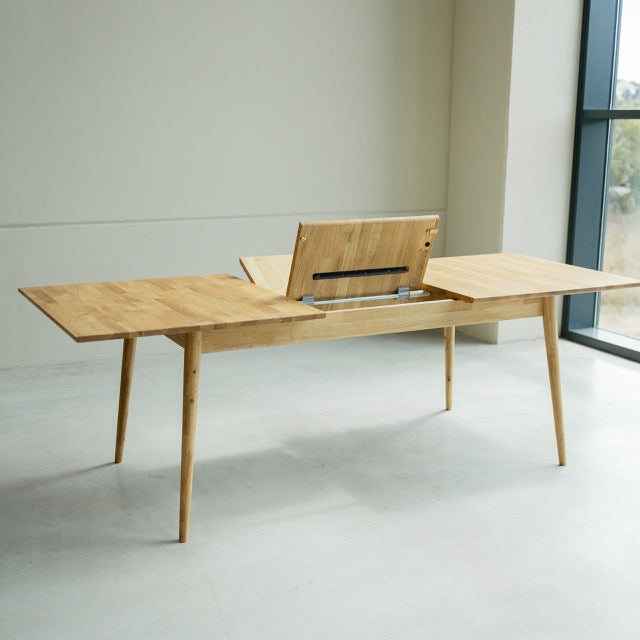  VESKOR Mesa de jantar extensível retangular em madeira de carvalho sustentável