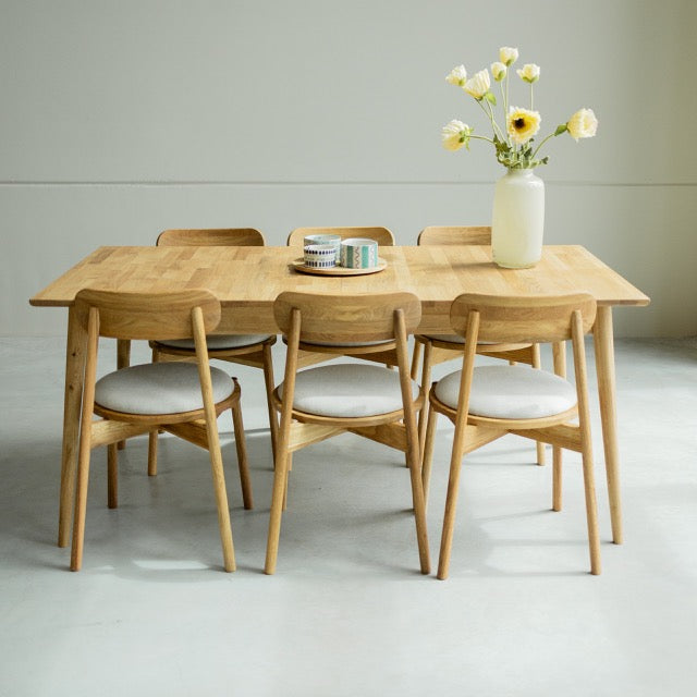  Mesa de jantar extensível retangular VESKOR em madeira de carvalho europeu sustentável