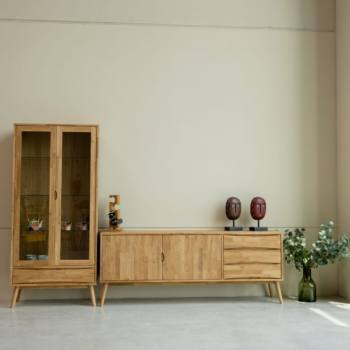 VESKOR Vitrina Malmo madeira de carvalho maciço Mobiliário nórdico moderno