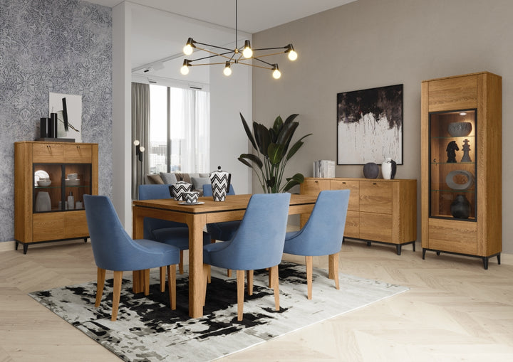 VESKOR Sala de jantar em madeira de carvalho maciço Mobiliário moderno nórdico Coleção Porto 