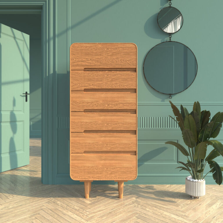VESKOR Amandi cómoda 6 em madeira de carvalho maciço mobiliário nórdico moderno