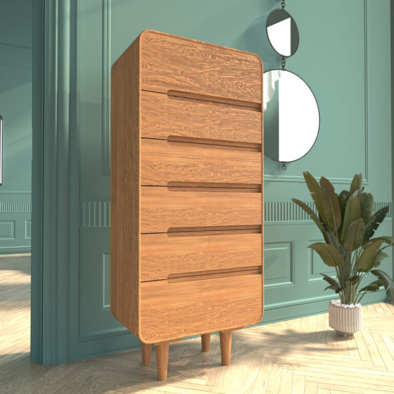 VESKOR Amandi cómoda 6 em madeira de carvalho maciço mobiliário nórdico moderno