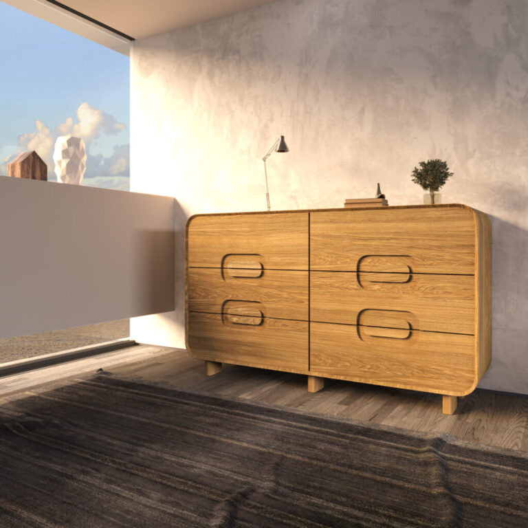 Cómoda VESKOR coleção Deo madeira de carvalho maciço mobiliário nórdico moderno