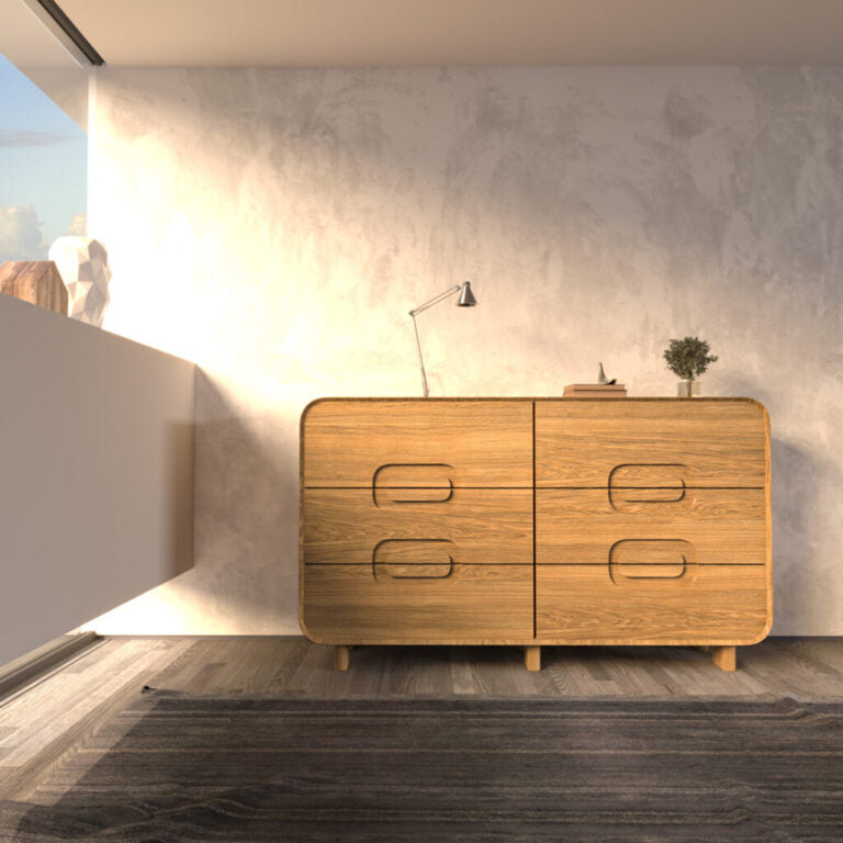 Cómoda VESKOR coleção Deo madeira de carvalho maciço mobiliário nórdico moderno