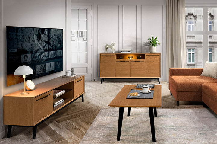 Mesa de centro rústica em carvalho LAZURE 41, 120×62×49 cm | VESKOR