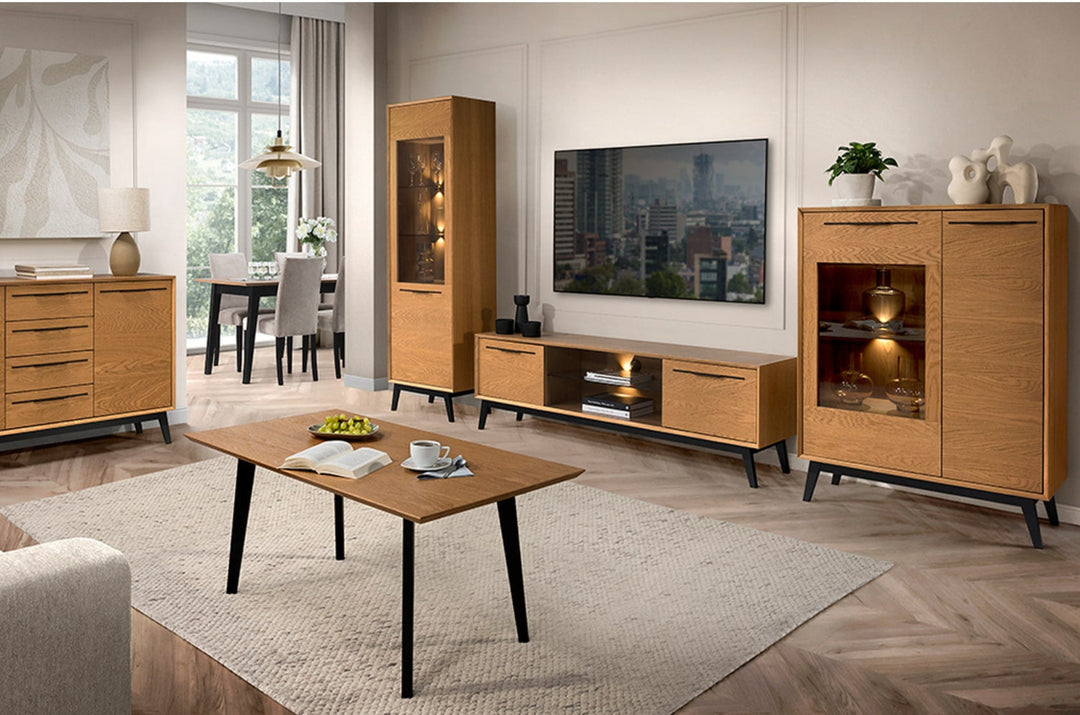 Mesa de jantar extensível em carvalho mel LAZURE 40, 160-240×85×76 cm | VESKOR