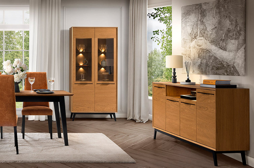 Mesa de jantar extensível em carvalho mel LAZURE 40, 160-240×85×76 cm | VESKOR