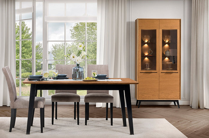 Mesa de jantar extensível em carvalho mel LAZURE 40, 160-240×85×76 cm | VESKOR