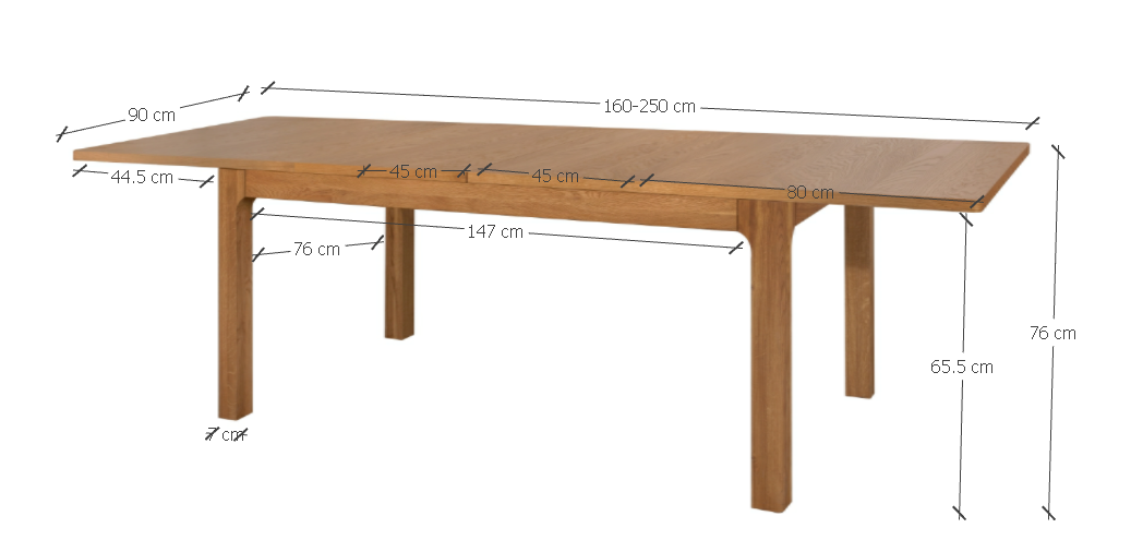 Mesa de jantar extensível VESKOR em carvalho maciço da coleção Latina. Peça de mobiliário nórdico com um design moderno.