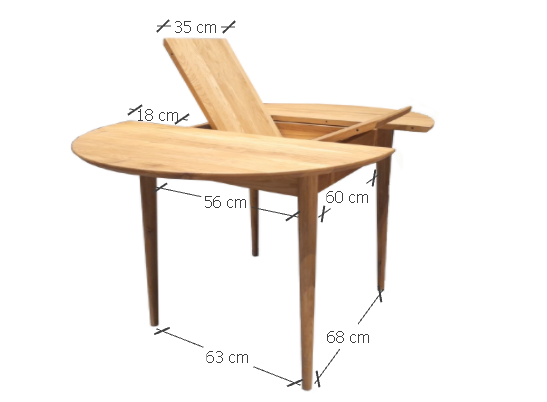 VESKOR Mesa de jantar redonda extensível em madeira de carvalho MALMO
