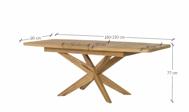 Mesa de jantar extensível VESKOR em madeira de carvalho da coleção Velle Mobiliário nórdico com medidas de design moderno