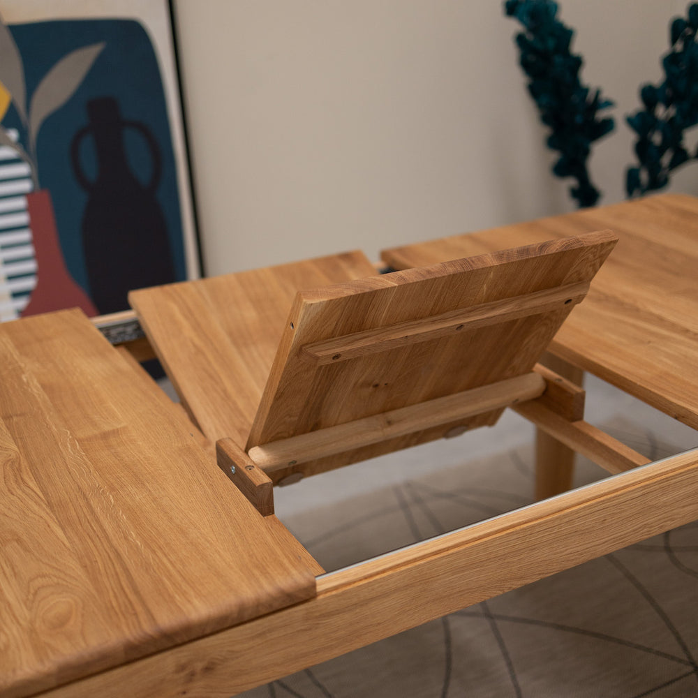 VESKOR Mesa de jantar extensível retangular em madeira de carvalho DANIA