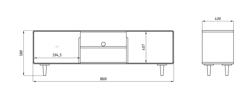 VESKOR Mueble TV Amandi madera maciza  roble mueble  nórdico moderno 