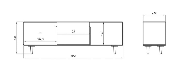 VESKOR Mueble TV Amandi madera maciza  roble mueble  nórdico moderno 