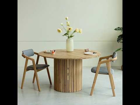 VESKOR Mesa de jantar redonda em madeira de carvalho PALOMA