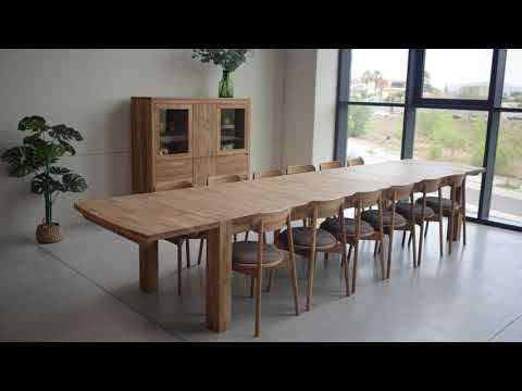 VESKOR Mesa de jantar retangular extensível em madeira de carvalho BALDER até 5 m