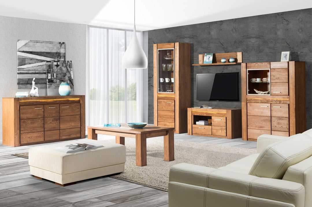 Suporte de TV em madeira de carvalho VELVET 25, 161x42x58 cm | VESKOR