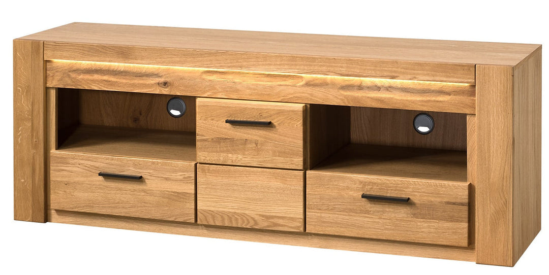 Suporte de TV em madeira de carvalho VELVET 25, 161x42x58 cm | VESKOR