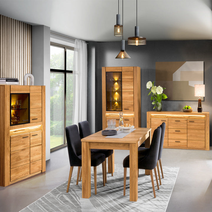 Mesa de jantar extensível em madeira de carvalho VELVET 40, 160-250x90x78 cm | VESKOR