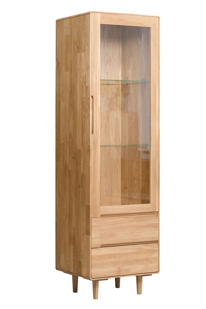 VESKOR Amandi vitrina de abertura à esquerda em madeira de carvalho maciço Mobiliário nórdico moderno 